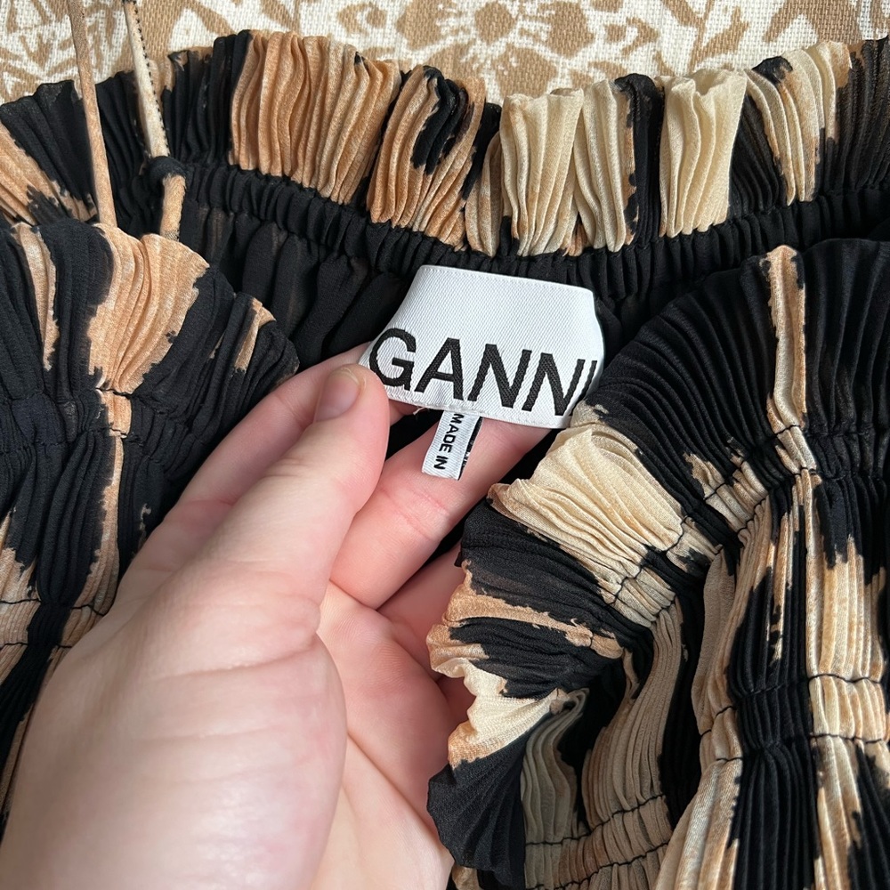 Ganni Pleated Strap Top in Leopard - Picture 6 of 9